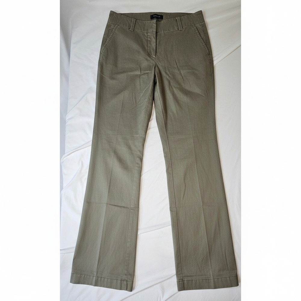 Ann Taylor Olive Green Straight Leg Twill Trousers Pants Size 0